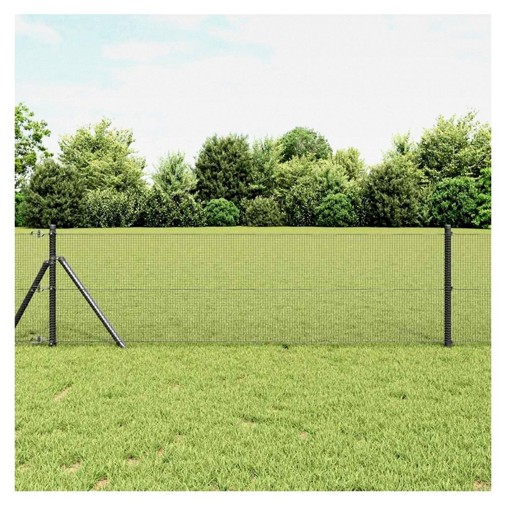 Geschweißter Drahtzaun Grau 0,8 x 25 m Stahl, Zaunstangen Maschendrahtzaun für Garten, Hof, Hühnerstall, Weidezaun