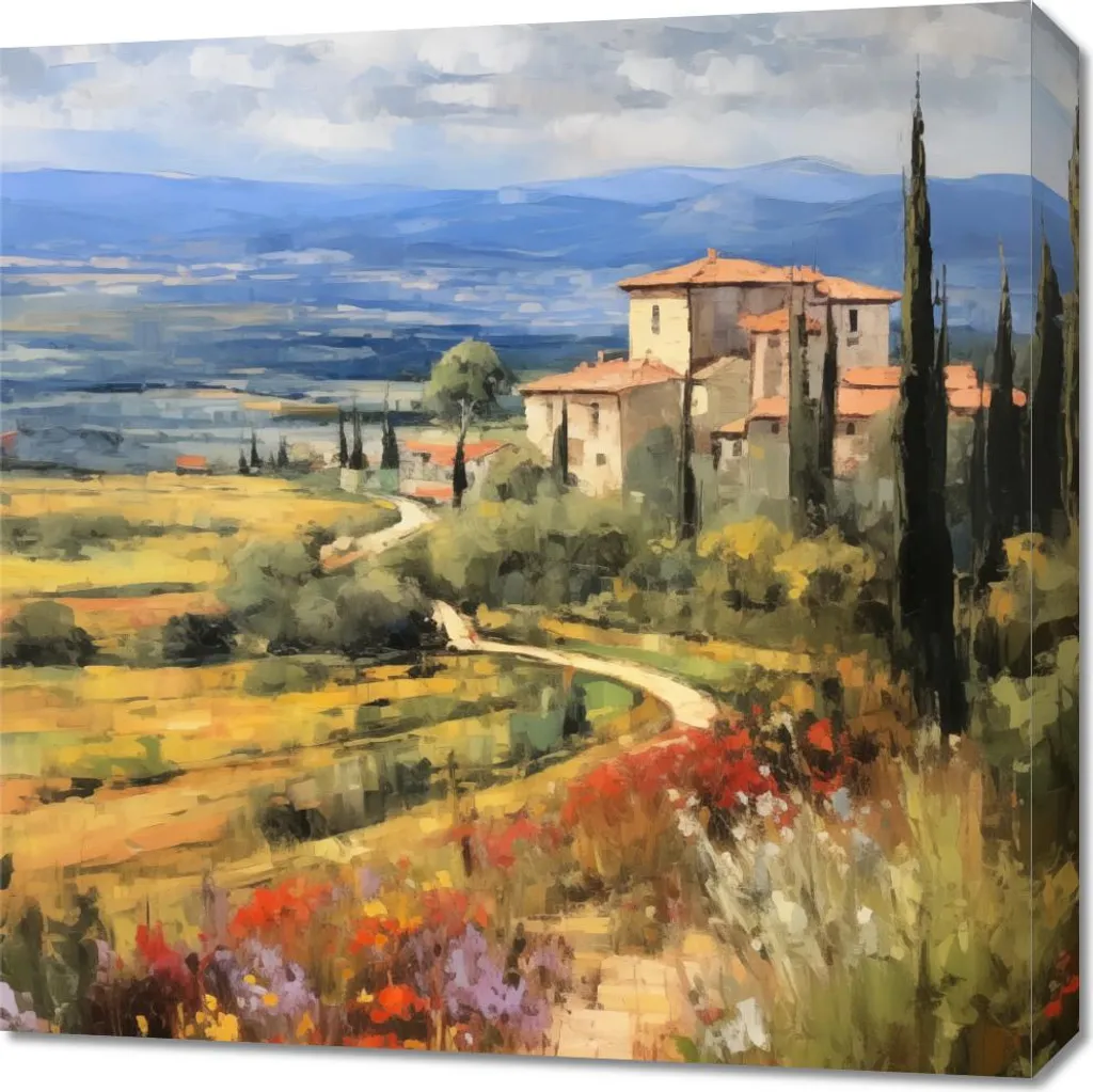 Impression Paysage Toscane 60x60 cm - Couleurs Vibrantes et Naturelles