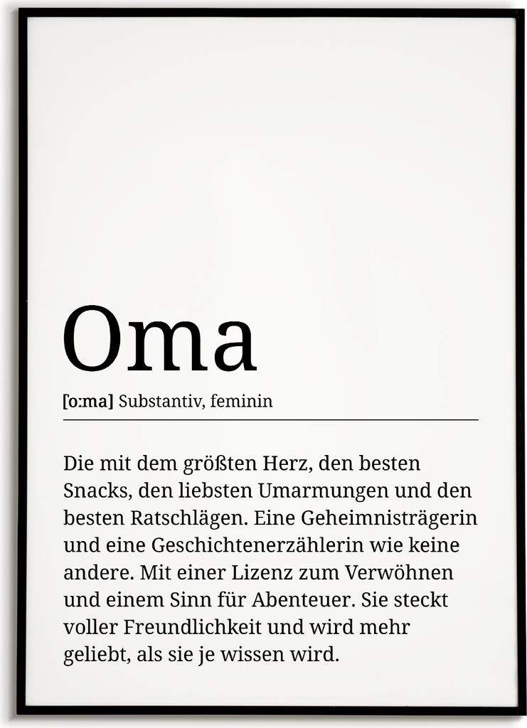 Oma Poster Definition - Großmutter Muttertag Geschenk Produktbild 