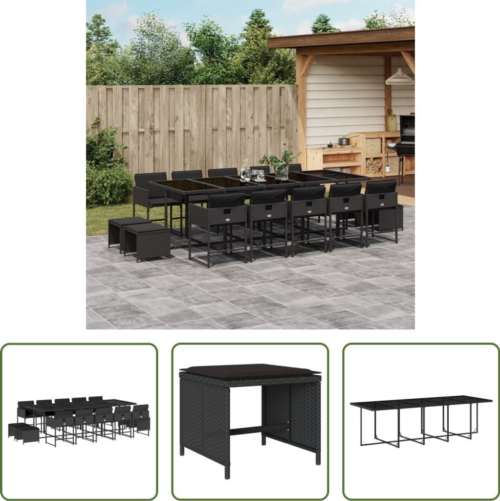 The Living Store 15-tlg. Garten-Essgruppe mit Kissen Produktbild 