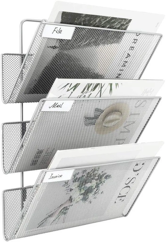 Support de table et mural en métal argenté pour documents format A4