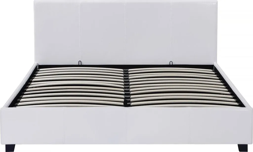 Lit double avec coffre de rangement 160x200 Carla blanc scandinave