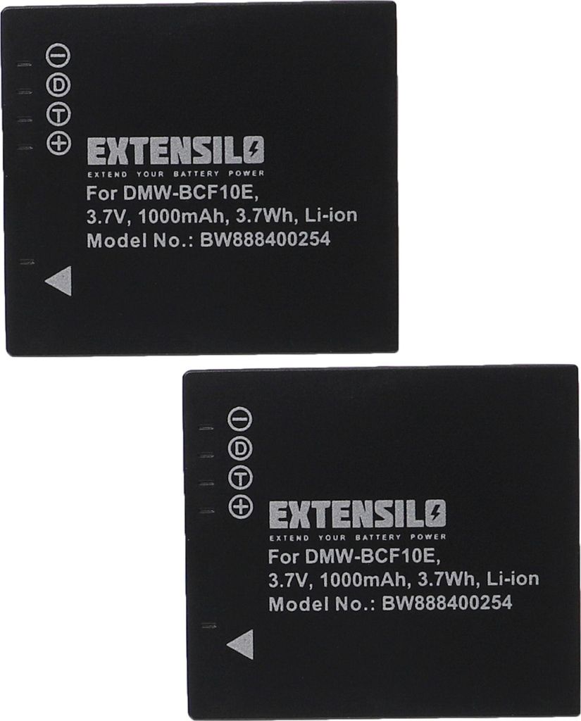 EXTENSILO 2x Akku kompatibel mit Panasonic Lumix DMC-FX550K, DMC-FX550N, DMC-FX550S, DMC-FX580, DMC-FX580K Kamera (1000 mAh, 3,7 V, Li-Ion)