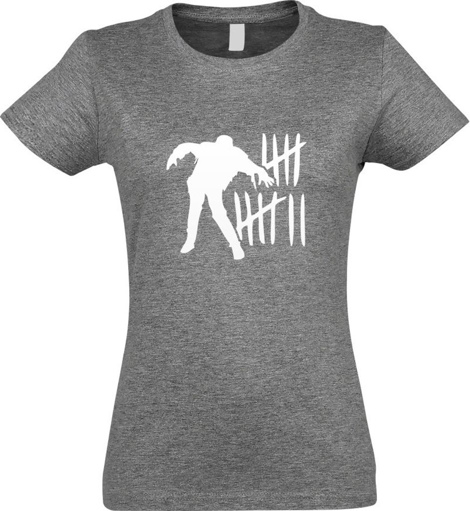 Kiwistar - T-Shirt tailliert - Damen - Graumeliert - Zombie Killer - Hunter - Respond - mit Motiv Bedruckt - Funshirt Design - Sport - Freizeit - D...