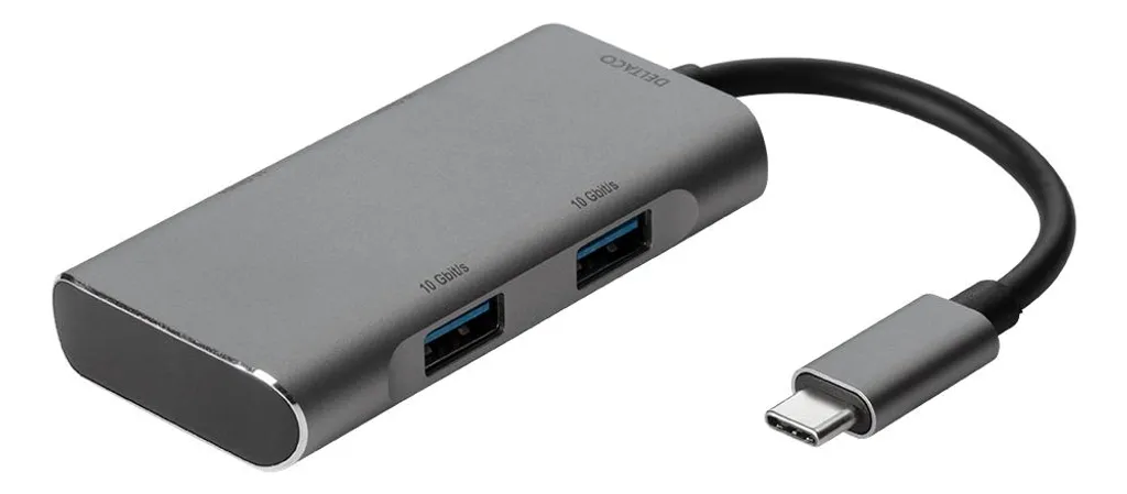 Station d'accueil USB-C Deltaco USBC-HUB201 Résout le Manque de Ports