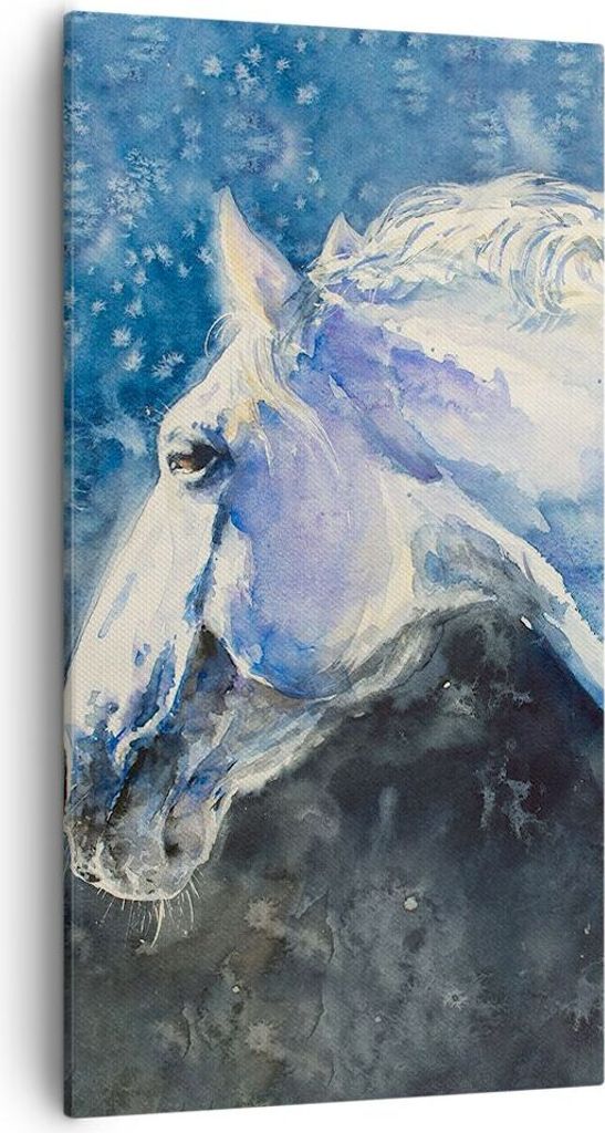 Bild auf Leinwand - Leinwandbild - Einteilig - Pferd Aquarell Porträt - 55x100cm - Wand Bild - Wanddeko - Wandbilder - Leinwanddruck - Bilder - Wa...