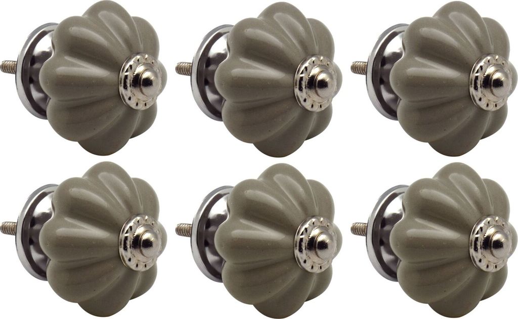 Nicola Spring Floral Keramik-Möbelknöpfe – Grau – 6er-Pack Produktbild 