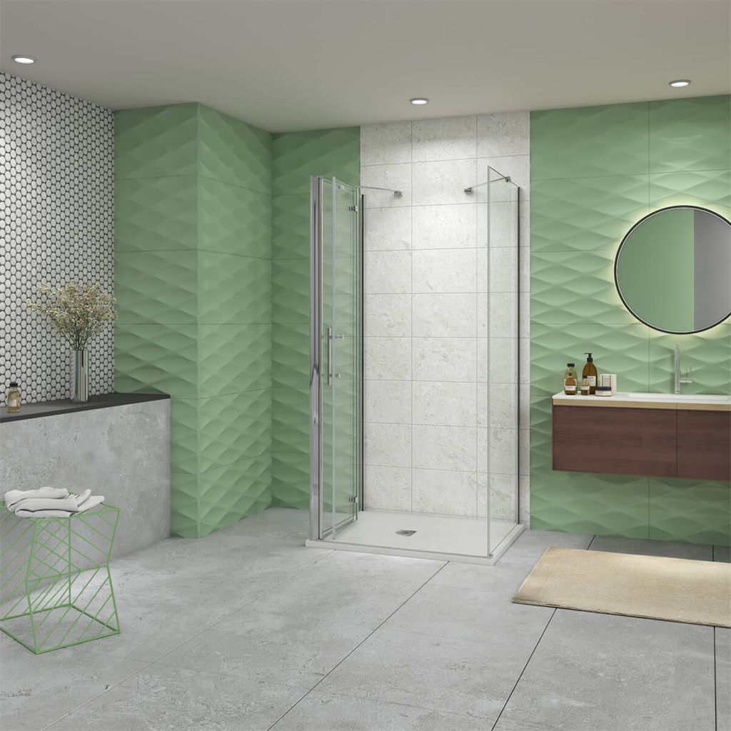 100x80cm 185cm 6mm ESG Nano Glas Falttür Glastür U-Duschkabine Scharniertür Duschtür