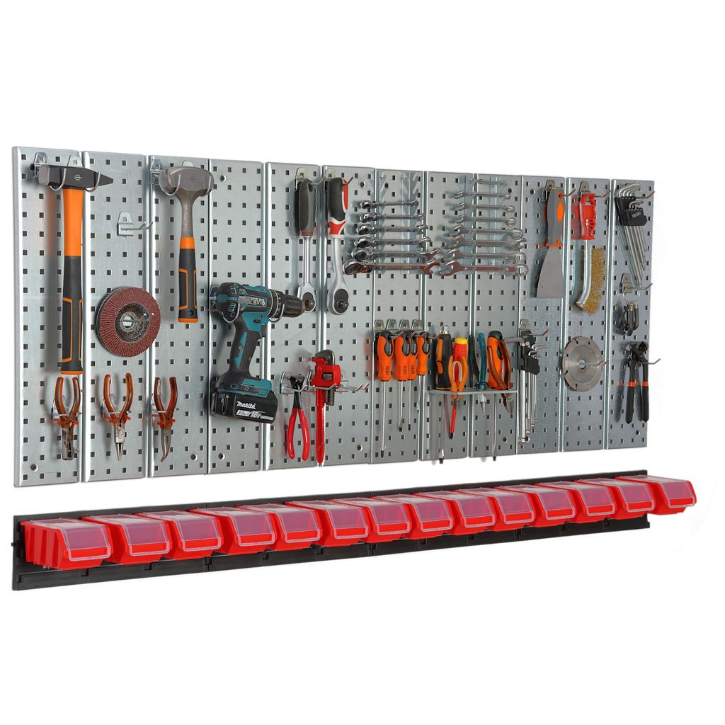 Paroi à outils 156x72 cm Système de stockage en métal avec Image du produit 