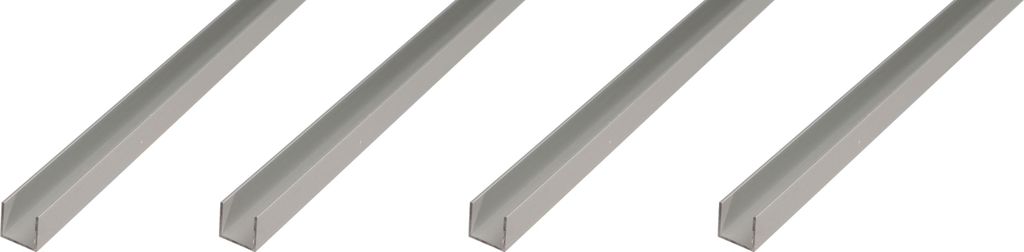 Alberts 4 x U-Profil, Aluminium, 20 x 18 x 20 x 1,3 mm, Länge 2 m, silberfarbig eloxiert