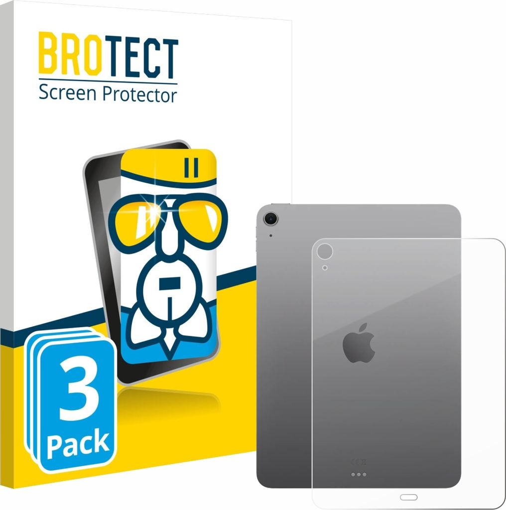 3x BROTECT Schutzglas für Apple iPad Air 11" M3 WiFi 2025 (Rückseite) Schutzfolie Panzer Folie Glas Display Schutz klar