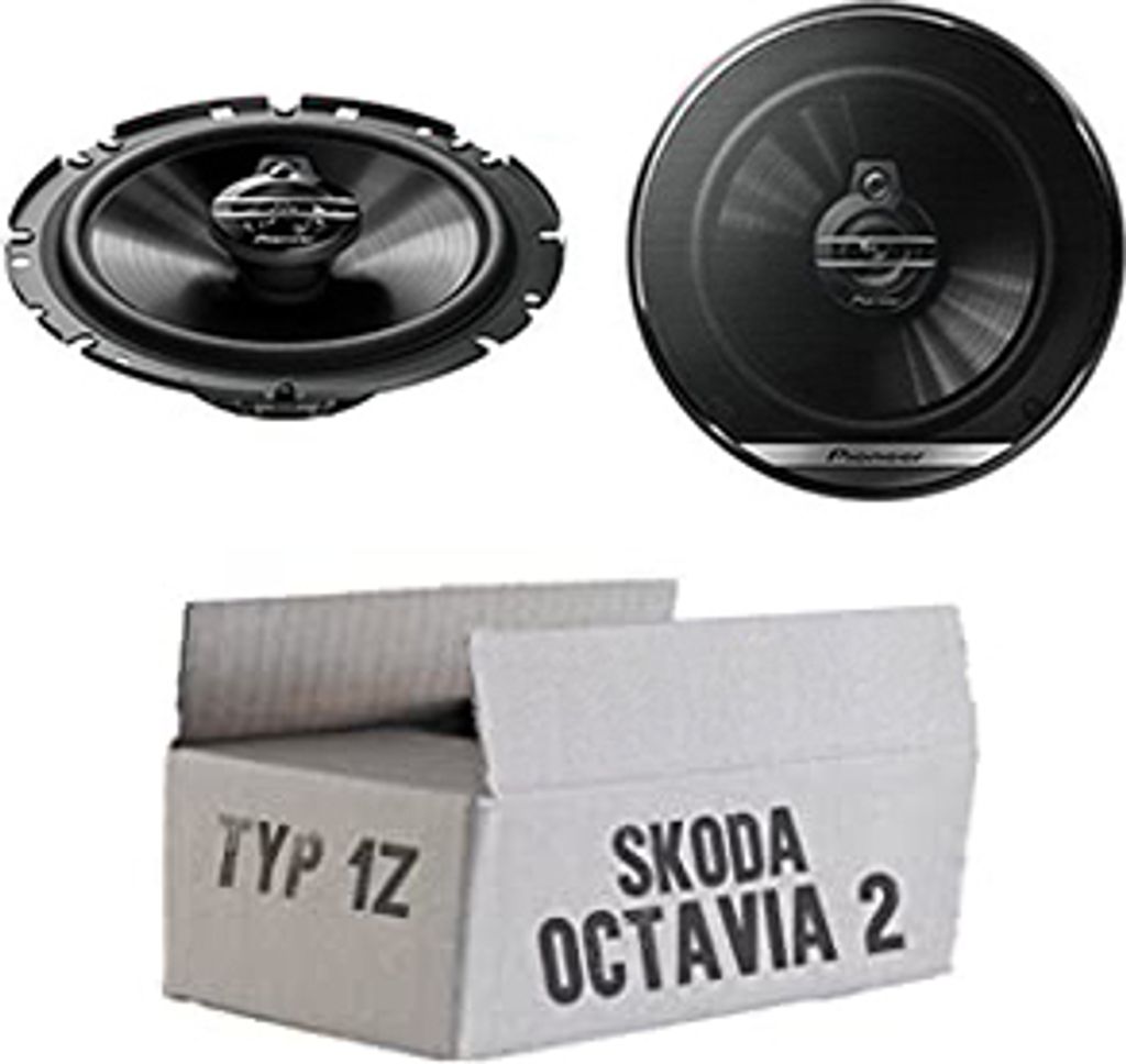 Lautsprecher Boxen Pioneer TS-G1730F - 16,5cm 3-Wege Koax Paar PKW 300WATT Koaxiallautsprecher Auto Einbausatz - Einbauset passend für Skoda Octav...