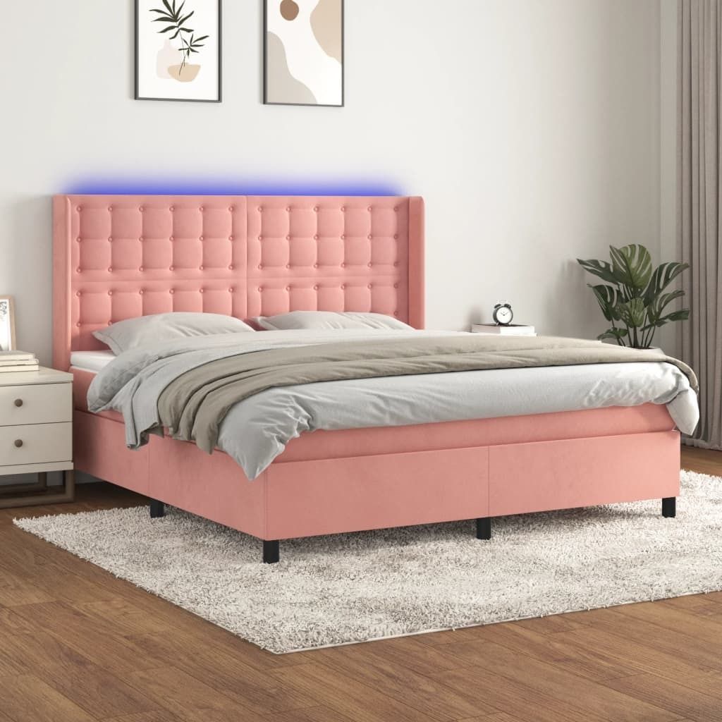 Maison Exclusive - Boxspringbett mit Matratze & LED Rosa 160x200 cm Samt