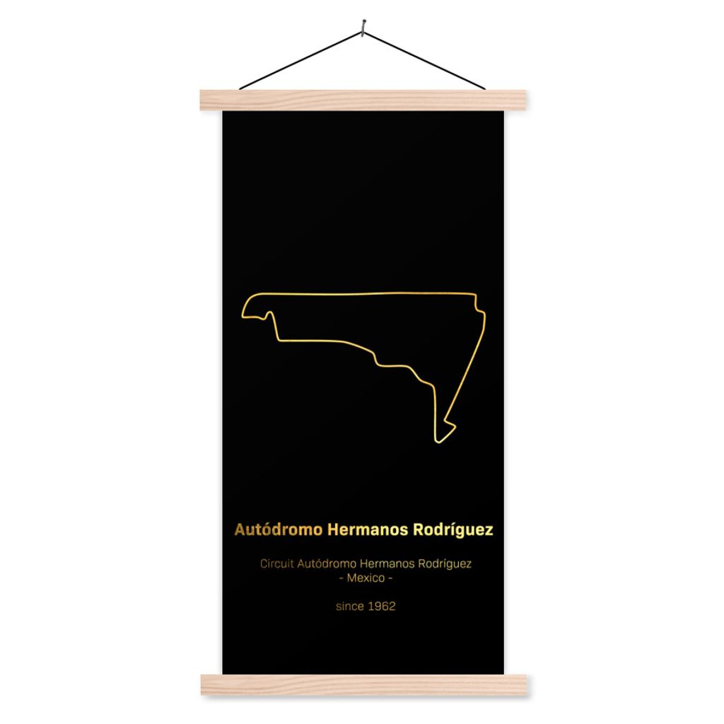 MuchoWow Textilposter Mexiko - Formel 1 - Rennstrecke 40x80 cm mit holzfarbenen Rahmen - Wohnzimmer