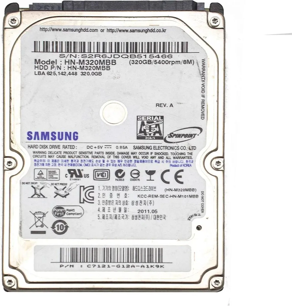 Hard Disk Samsung 320GB 2.5 SATA HN-M320MBB per PC e Notebook