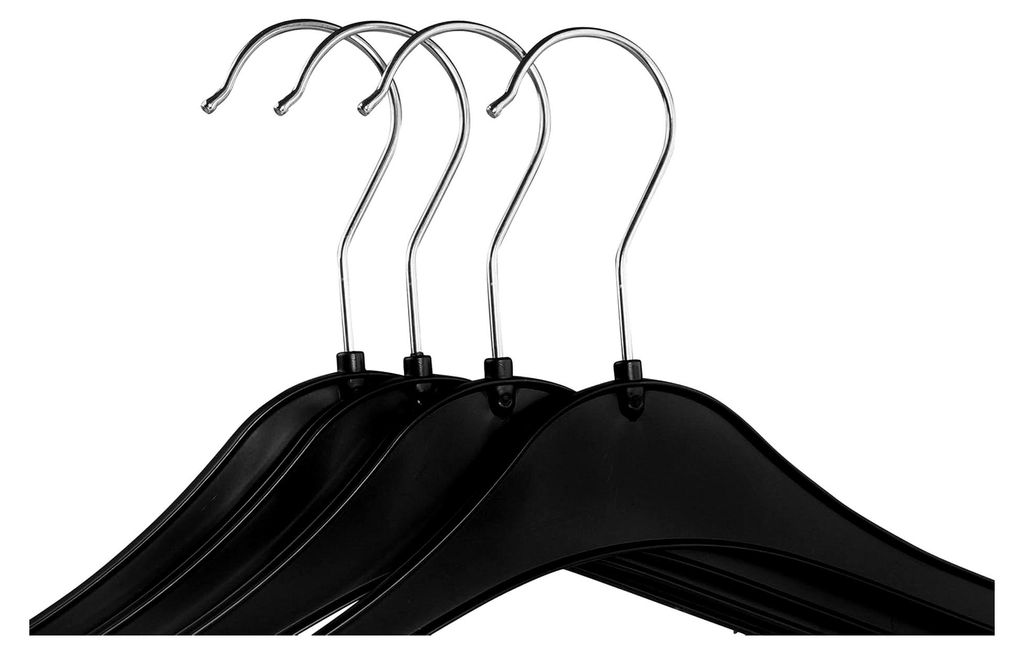 RSR-Hangers Kleiderbügel 38 cm - 50 Stück - Kunststoff - 360° drehbarer Haken - platzsparend - Hemdenbügel - Blusenbügel - Mäntel - Schwarz...