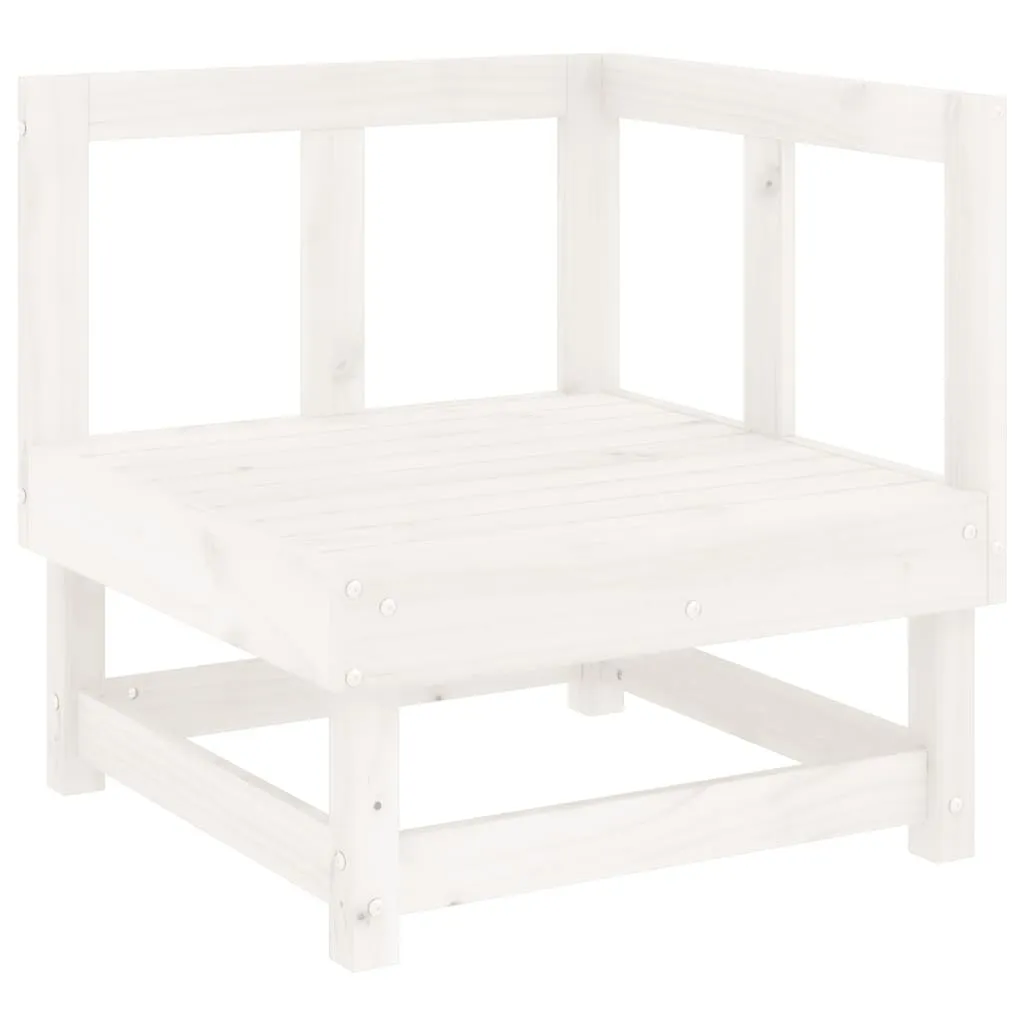 Divano angolare da giardino in legno di pino massiccio bianco