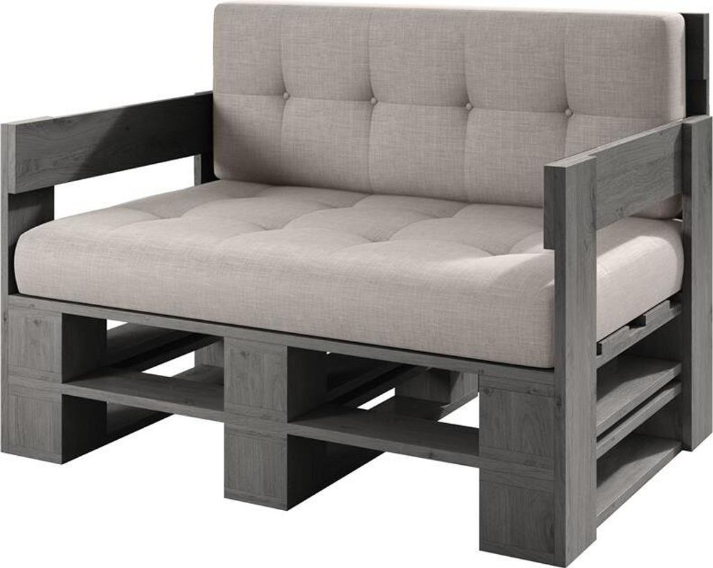 Lermowood Palettenmöbel Mp Sofa 120 x 60 x 30 cm Grau | Europaletten Indoor und Outdoor Lounge Gartenmöbel Holz Gartenmöbel Set Lounge Möbel Te...