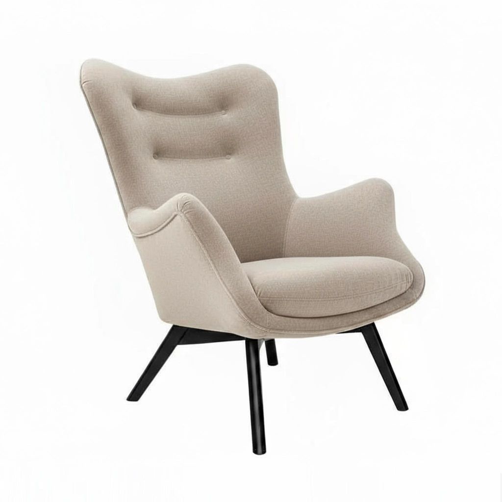 Sessel - Ohrensessel - Relaxsessel - Polstersessel - Sessel mit Massivholz Rahmen - Beige - Sessel für Wohnzimmer, , Esszimmer - Milo Element 17
