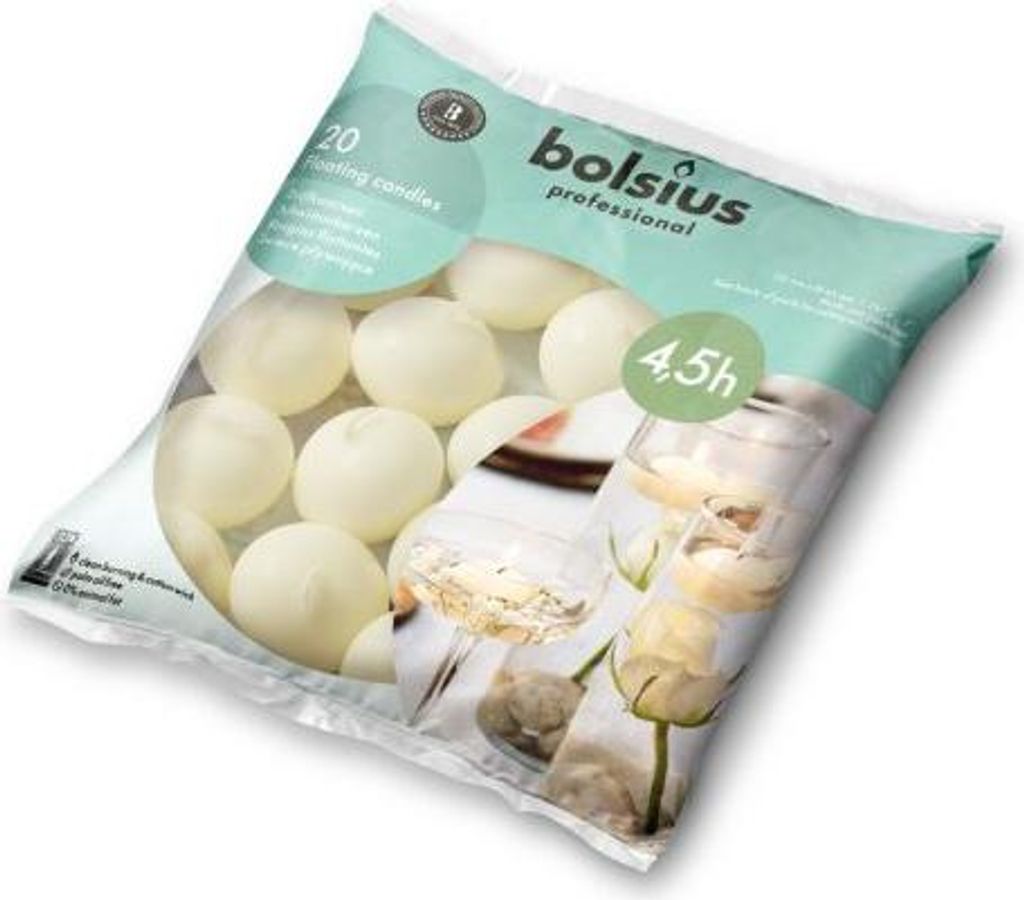 Bolsius drijvende kaarsen, verpakking van 20 stuks, kleur Productafbeelding 