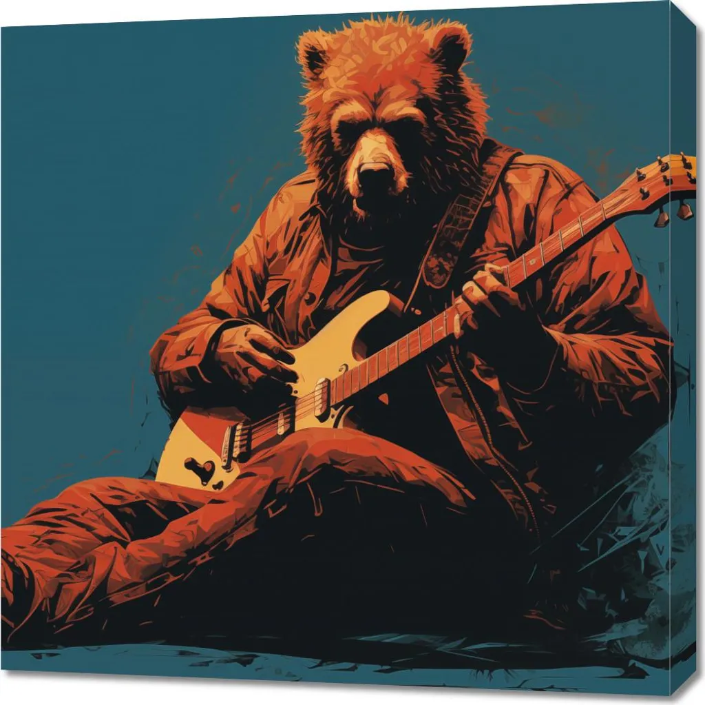 Offerta Quadro 70x70 Orsi che giocano - Tela Canvas Decorativa