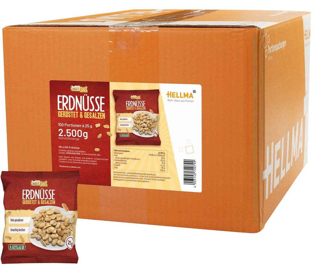 Hellma Knabberspaß Erdnüsse 100x25g Produktbild 