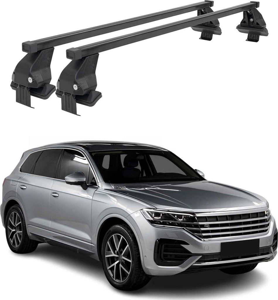 Menabo Dachträger Grundträger für VW Touareg III 2018-2025 Stahl Schwarz 2tlg