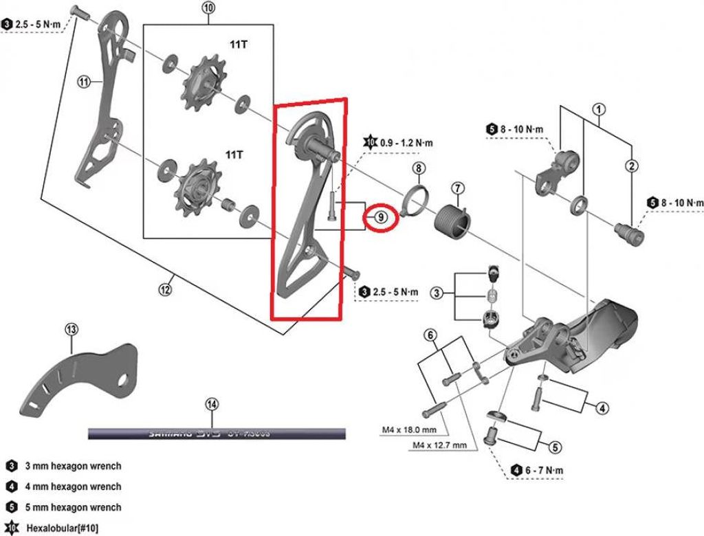 SHIMANO RD-R7100 Äußeres Kettenleitblech und Anschlagschraube Kettenleitblech...