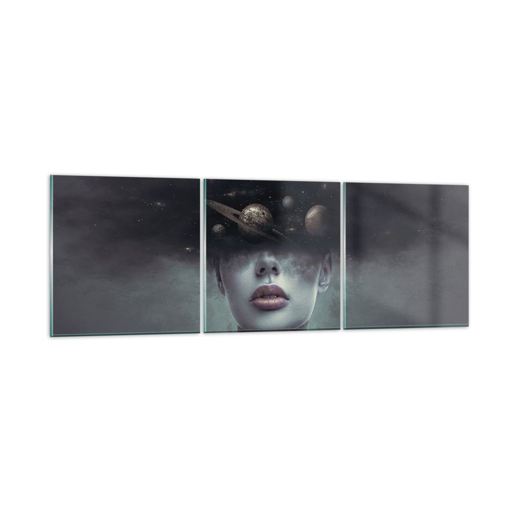 Bilder auf glas - 3 Teile - Quinoa Frau Gesicht - 90x30cm - Glasbilder - Wandbilder - Bilder - zum Aufhängen bereit - Wanddekoration aus Glas - Gl...