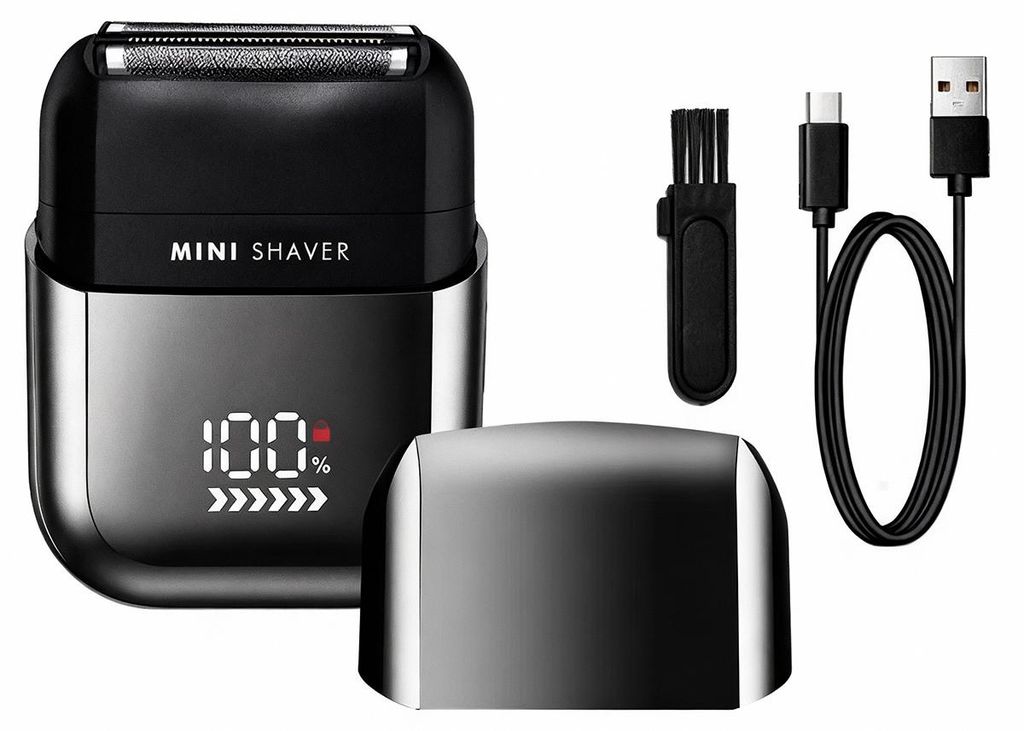 Mini Elektrorasierer – Kompakt, USB-C, Nass & Trocken, Produktbild 