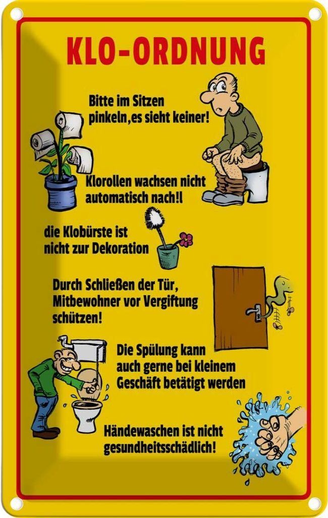 vianmo Blechschild 30x20 cm Klo Ordnung im Sitzen pinkeln Warnschild Hinweisschild Sicherheit Vorsicht