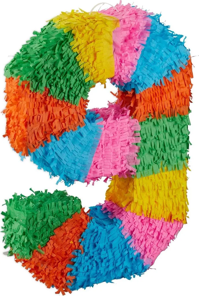 Grande Pinata numérotée robuste et colorée pour anniversaire de 1 à 99 ans