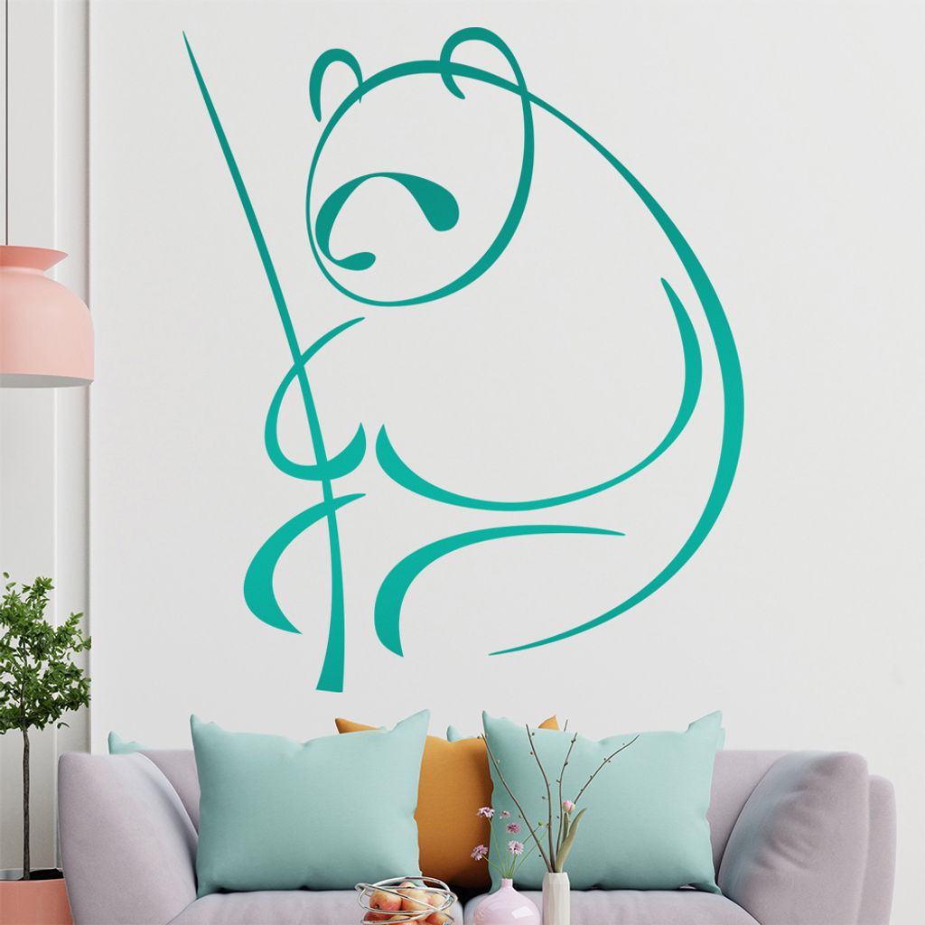 Panda Linien Wandtattoo in 6 Größen - Wandaufkleber Wall Sticker - Dekoration, Küche, Wohnzimmer, Schlafzimmer, Badezimmer