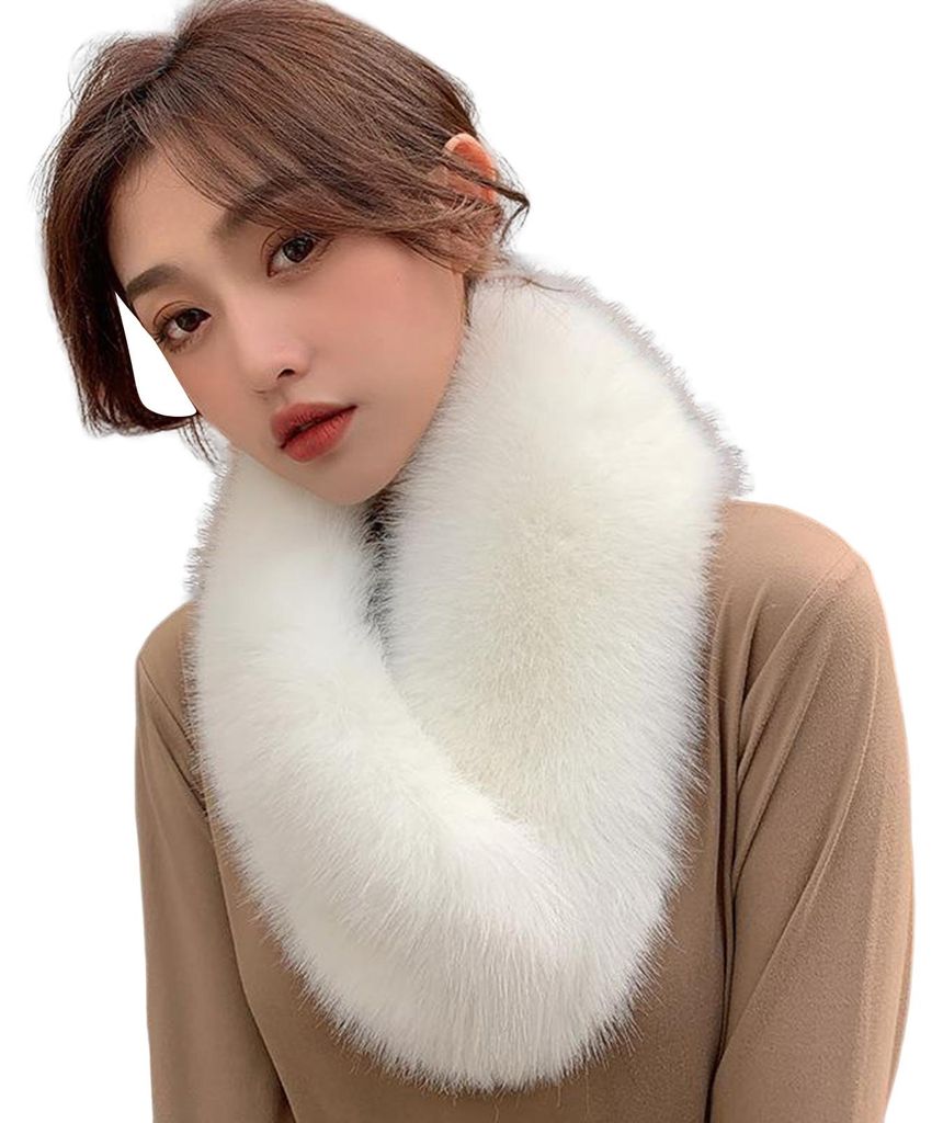 Breiter, warmer Winterschal mit Clipverschluss, einfarbig, aus Kunstpelz, modisches Accessoire für Damen, Halswärmer