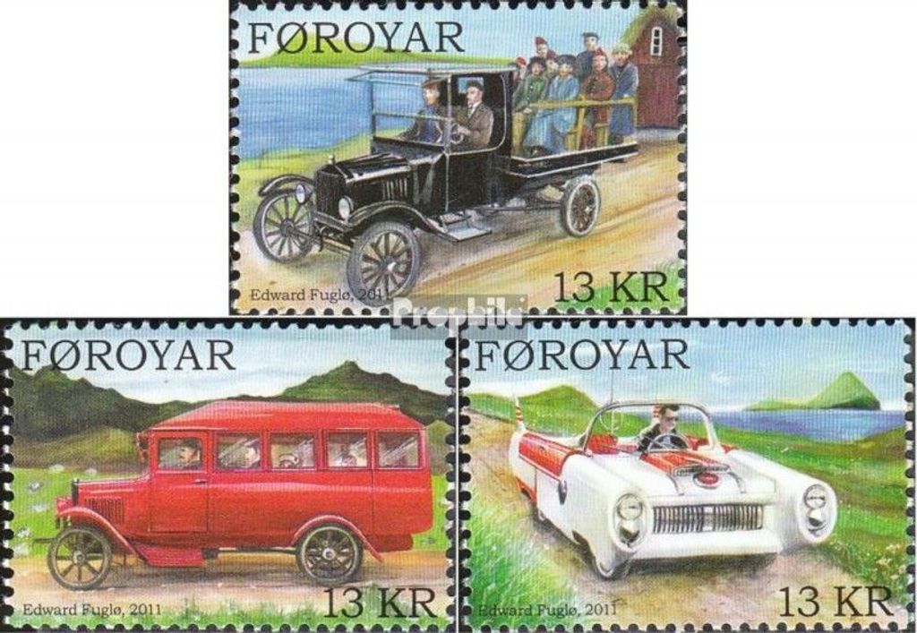 Briefmarken Dänemark - Färöer 2011 Mi 733-735 (kompl.Ausg.) postfrisch Oldtimer-Automobile