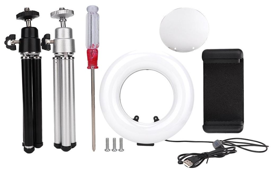 Dimmbare LED-Ringleuchte mit Stativ für Video-Livestreams und Make-up