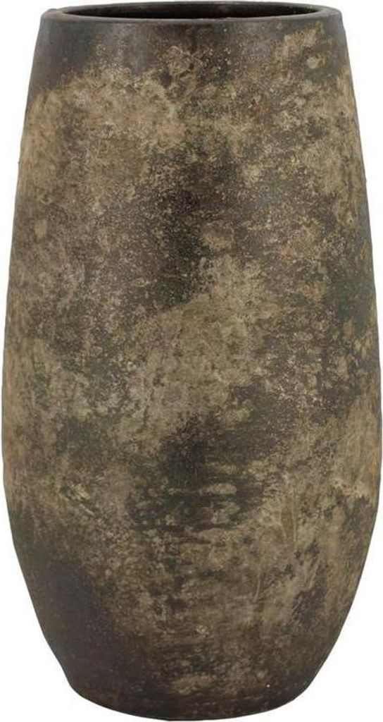INNA-GLAS Pflanzvase Keramik AROON mit Maserung, antikgrün, 50cm, Ø26cm - Blumenvase