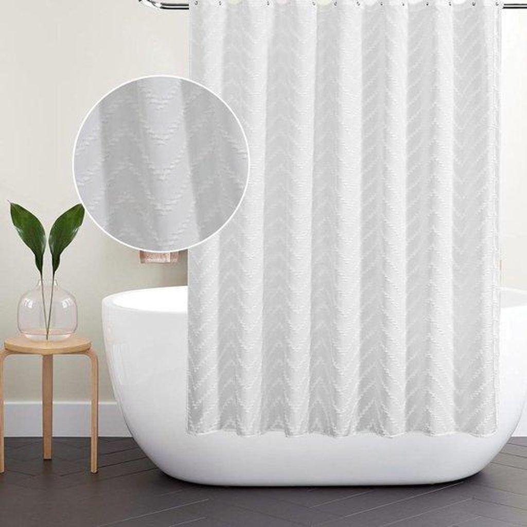 180 x 180 cm großes Badezimmergitter - gleichmäßige Farbe - Boho-Badezimmergitter mit 12 Haken - Badezimmeraccessoires