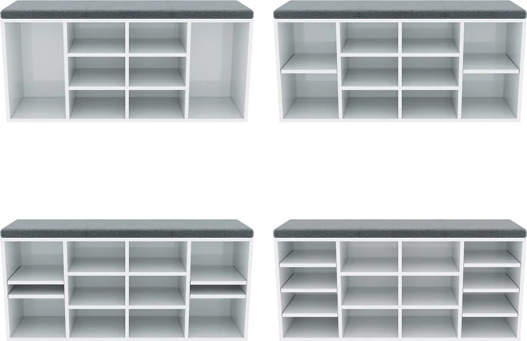 Étagère à chaussures modulable avec assise confortable blanche 103,5 cm - 7