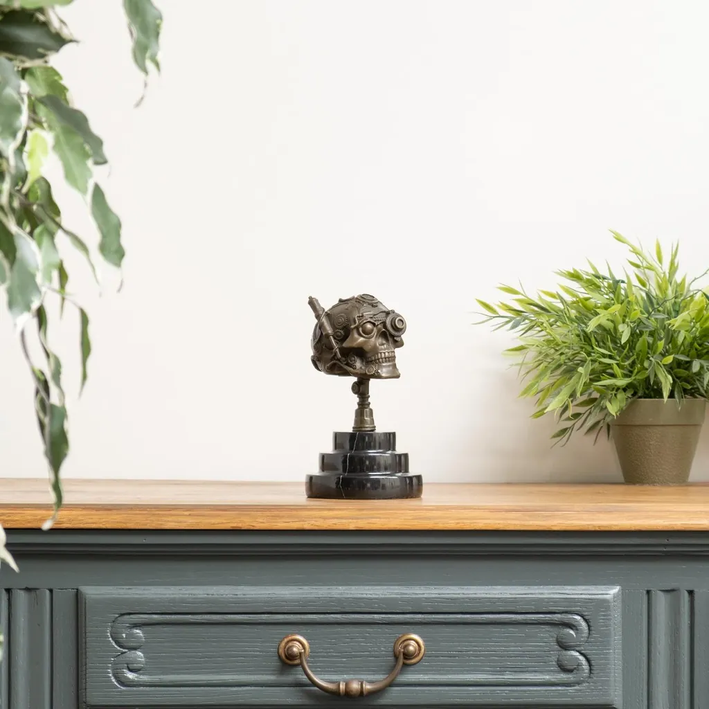 Objet de Décoration Crâne Moritz - Bronze Massif pour Intérieur Chic