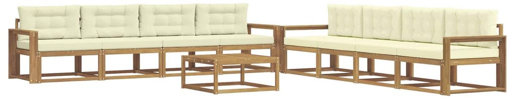 vidaXL Outdoor-Sofagarnitur 9 pcs Weiß und Creme 79 x 79 x 37 cm