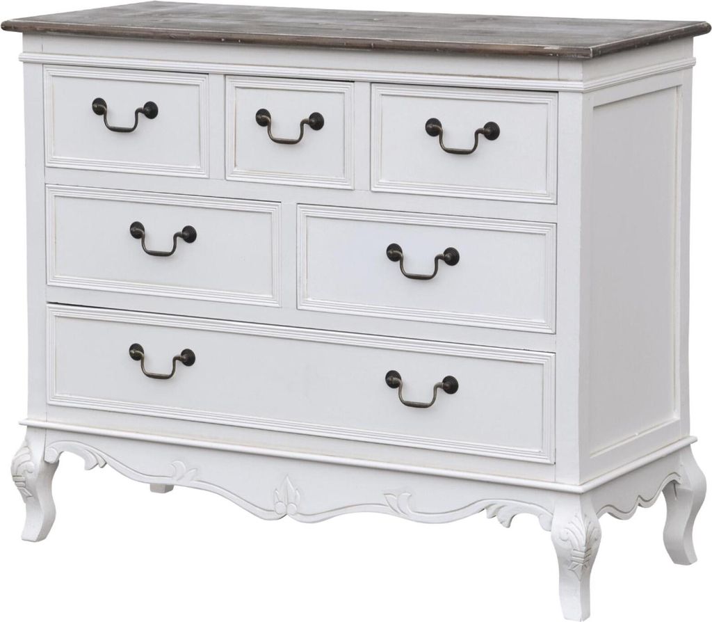 FURNLUX Kommode Rimini Weiss Braun Und Weiss 110cm / Hauptfarbe: Weiß / Abmessungen: 110 x 81 x 40 cm