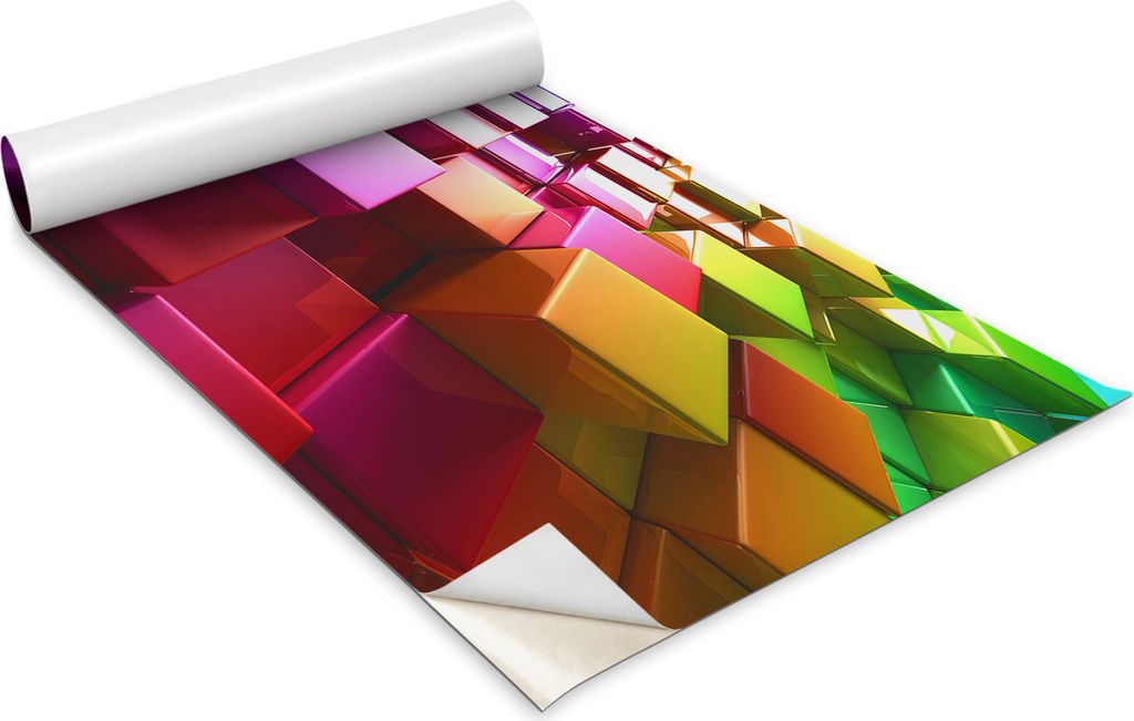 Selbstklebende Möbelfolie - Dekorationsfolie - Tischmöbel - Zuschneidbar - Bunte Würfel - 100 x 50 cm