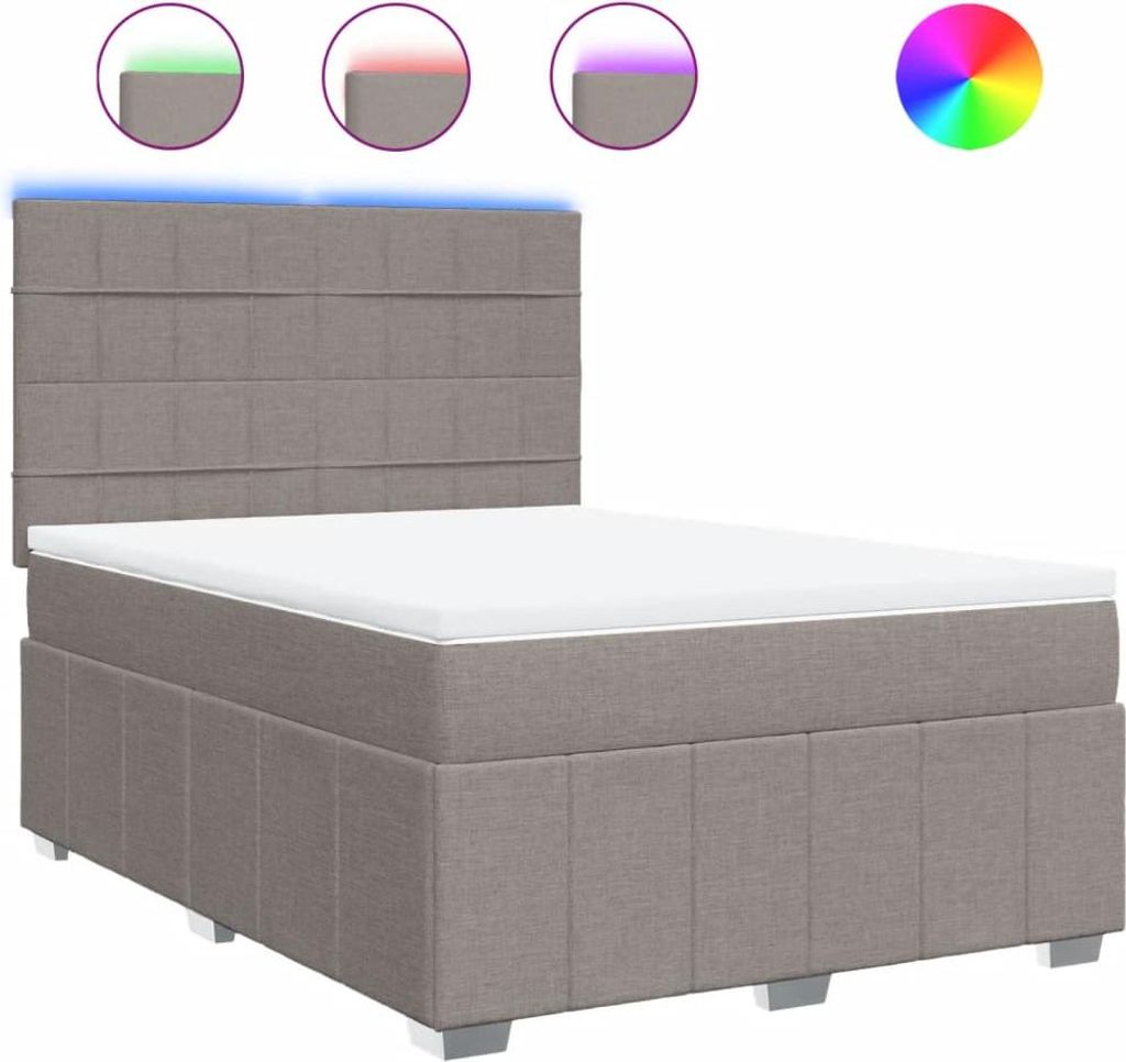 vidaXL Boxspringbett mit Matratze Taupe 140x190 cm Stoff