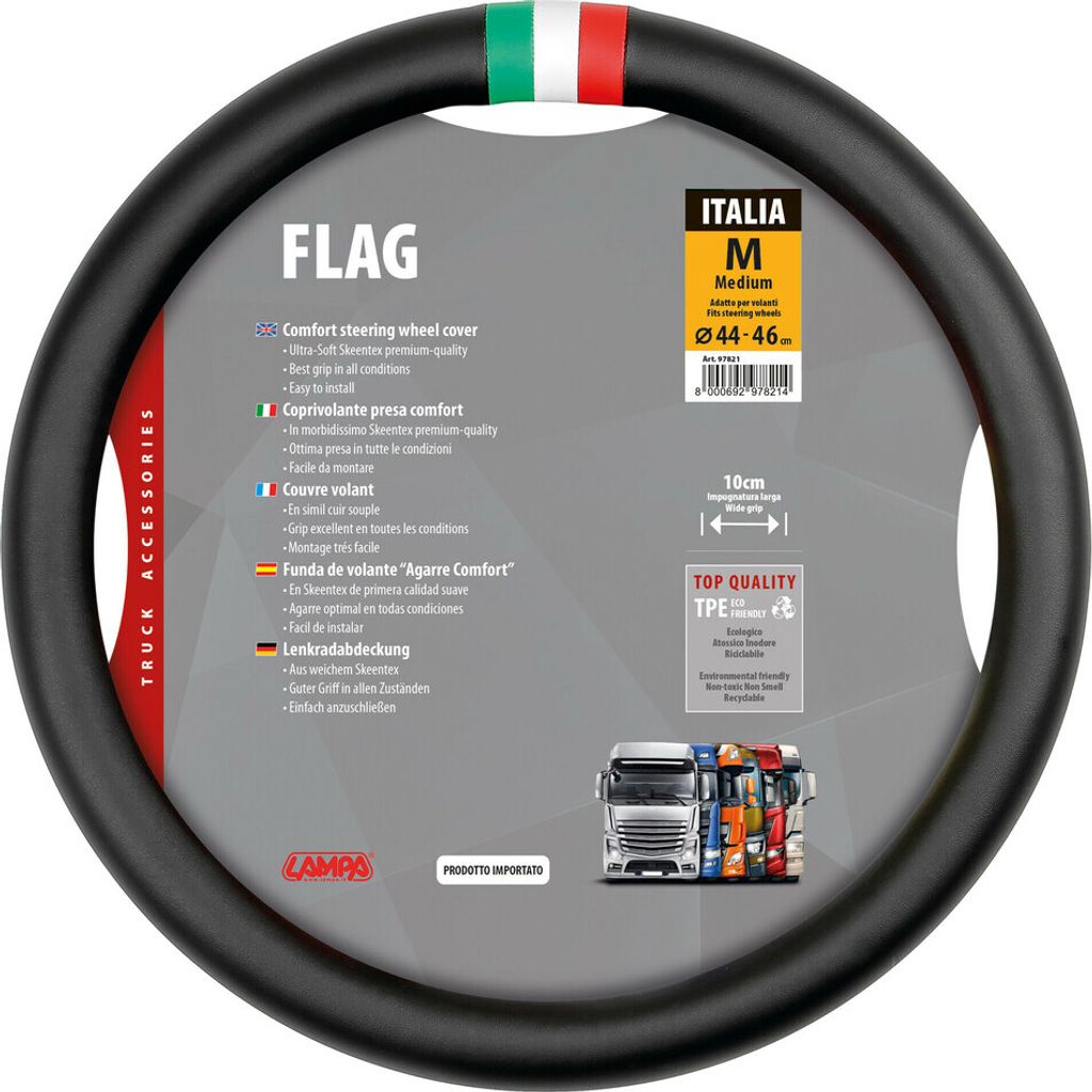 Lenkradbezug Lampa Flag Italia, aus Skeentex - M - Ø 44/46 cm
