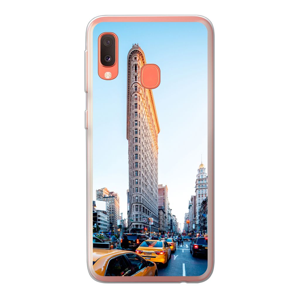 MuchoWow Handyhülle Schutzhülle Hülle für Samsung Galaxy A20e Starker Verkehr rund um das Flatiron Building Silikon Softcase Handy Hülle - A...
