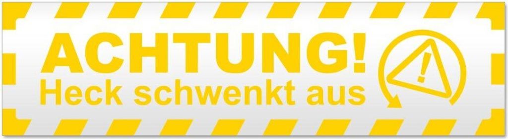 Kiwistar Achtung Heck schwenkt gestreift Magnetschild Schild magnetisch - 30cm Gelb - Magnetfolie für Auto PKW Kfz