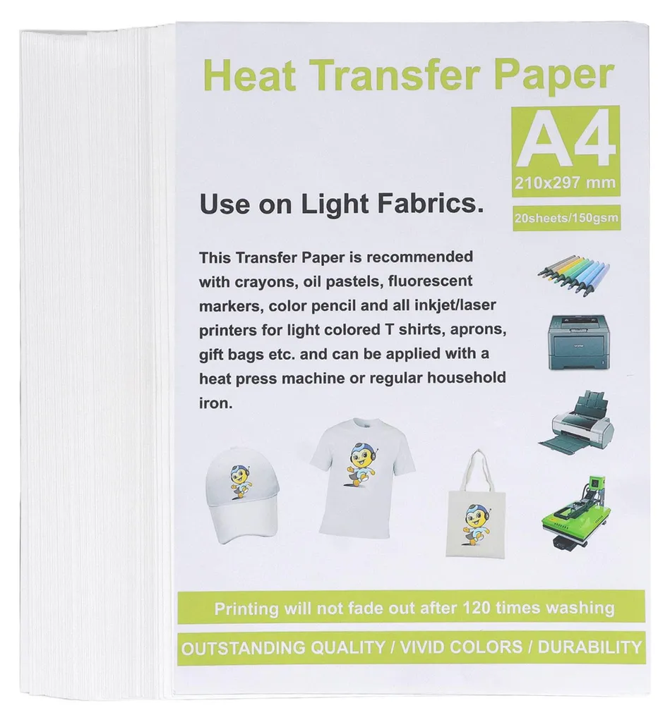Transfert Textile Jet d'Encre A4 Haute Résolution - 100 Feuilles Laser