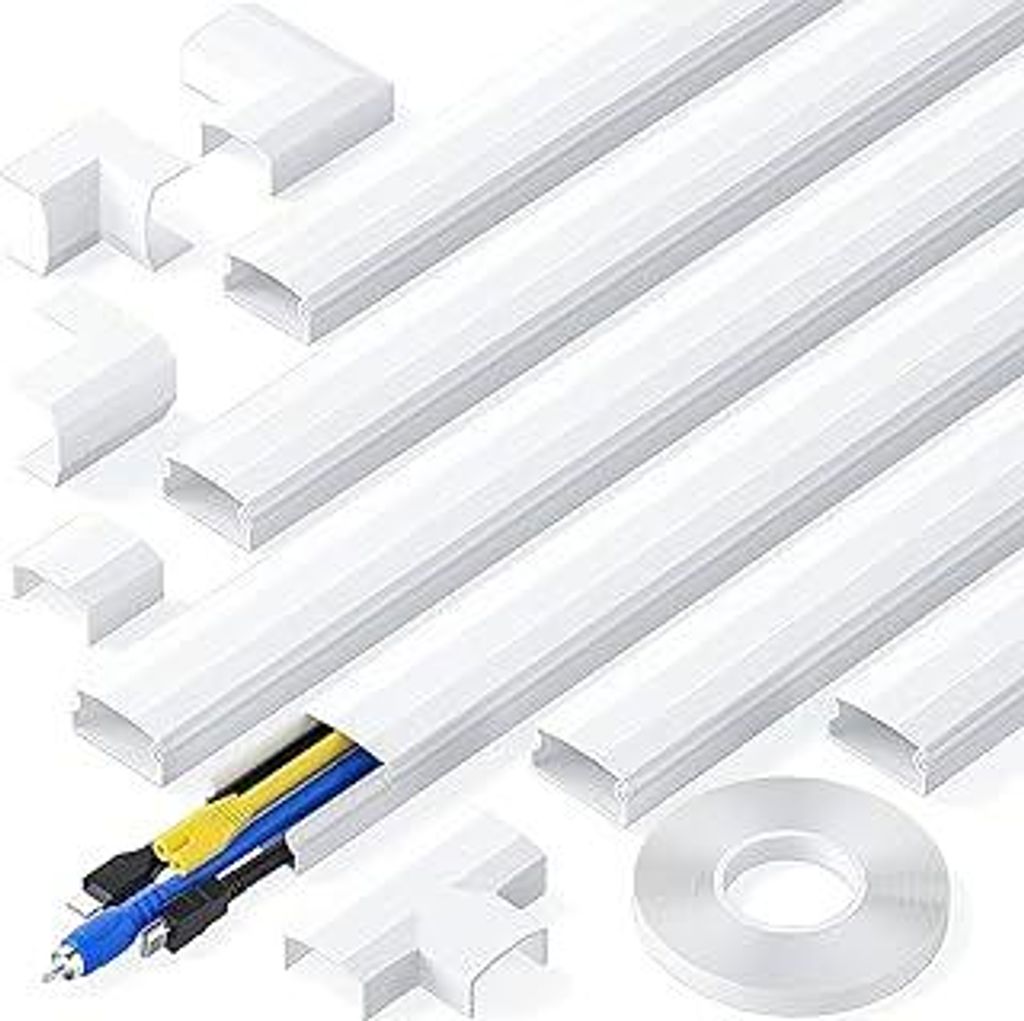 Kabelkanal, 2.4M (6 Stück - 30x17 mm) Kabelkanal Selbstklebend Weiß, PVC Kabelkanäle TV, Kabelabdeckung um Kabels für Computer zu Hause oder im...