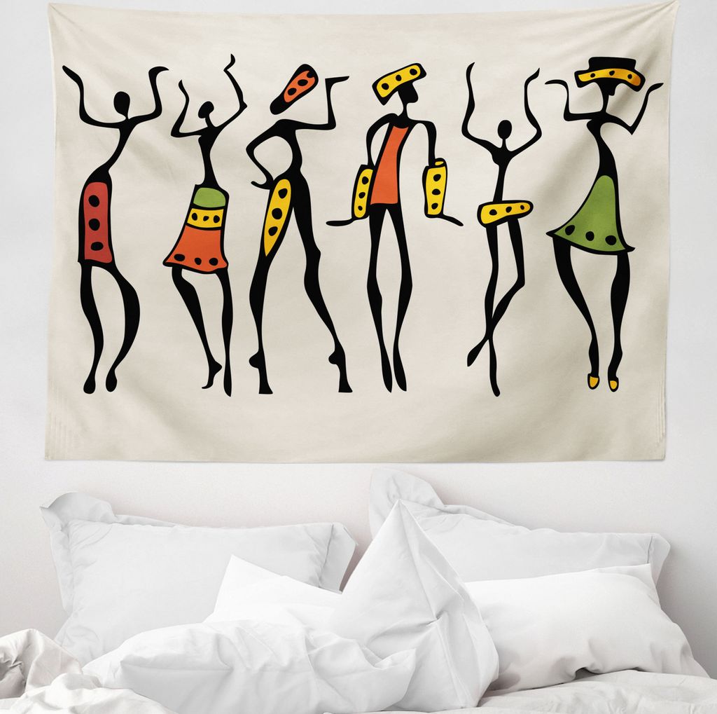 ABAKUHAUS Afro Wandteppich, Clan Dancer Ethnic aus Weiches Mikrofaser Stoff Waschbar ohne Verblassen Digitaldruck, 150 x 110 cm, Mehrfarbig